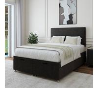 Bedmaster Linen Ottoman Divan Base And Plain Headboard In Charcoal Charcoal Small Double