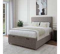 Bedmaster Linen Ottoman Divan Base And Plain Headboard In Grey Grey Super King