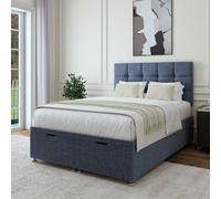 Bedmaster Linen Ottoman Divan Base And Square Headboard In Midnight Midnight Super King
