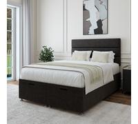 Bedmaster Linen Ottoman Divan Base & Lined Headboard in Charcoal | Size: Single Bedmaster Charcoal Single