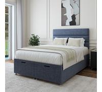 Bedmaster Linen Ottoman Divan Base & Lined Headboard in Midnight | Size: Super King Bedmaster Midnight Super King