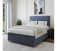 Bedmaster Linen Ottoman Divan Base & Plain Headboard in Midnight | Size: Single Bedmaster Midnight Single