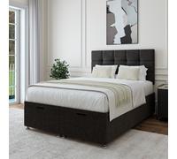 Bedmaster Linen Ottoman Divan Base & Square Headboard in Charcoal | Size: Single Bedmaster Charcoal Single