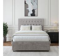 Bedmaster Luxury Velvet 2 Drawer Divan Base And Button Headboard Bedmaster Light Grey Double