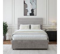 Bedmaster Luxury Velvet 2 Drawer Divan Base And Lined Headboard Bedmaster Light Grey Small Single