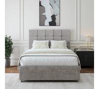 Bedmaster Luxury Velvet Divan Base And Square Headboard In Light Grey Light Grey Super King