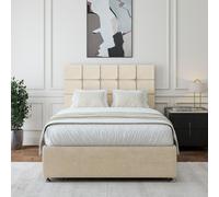 Bedmaster Luxury Velvet Divan Base & Square Headboard in Natural | Size: Single Bedmaster Natural Single