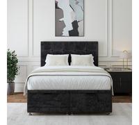 Bedmaster Luxury Velvet Ottoman Divan Base And Square Headboard In Black Black Double