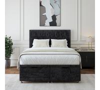 Bedmaster Luxury Velvet Ottoman Divan Base & Button Headboard in Black | Size: Super King Bedmaster Black Super King