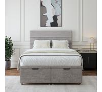Bedmaster Luxury Velvet Ottoman Divan Base & Lined Headboard in Light Grey | Size: Double Bedmaster Light Grey Double