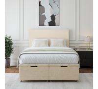 Bedmaster Luxury Velvet Ottoman Divan Base & Plain Headboard in Natural | Size: Single Bedmaster Natural Single