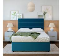 Bedmaster Majestic 1000 Pocket Sprung Plush Velvet Divan Set And Headboard In Blue Blue Small Single
