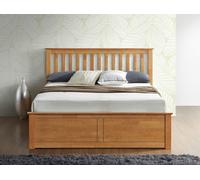 (5FT King) Melbourne Oak Wooden Ottoman Storage Bed