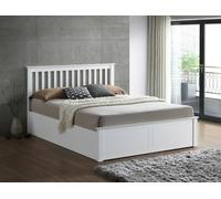 (4FT6 Double) Melbourne White Wooden Ottoman Storage Bed
