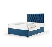 Bedmaster Marine Blue Plush Velvet Divan Base And Button Headboard Double