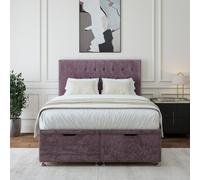 Bedmaster Mauve Luxury Velvet Ottoman Divan Base And Button Headboard Super King