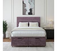 Bedmaster Mauve Luxury Velvet Ottoman Divan Base And Lined Headboard Single