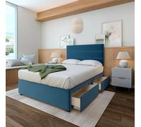 Bedmaster Memory Maestro Memory Foam Plush Velvet 4 Drawer Divan Set & Headboard in Blue | Size: Super King Bedmaster Blue Super King