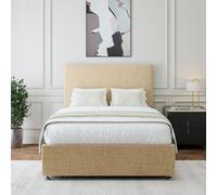 Bedmaster Natural Beige Linen 4 Drawer Divan Base And Plain Headboard King Size