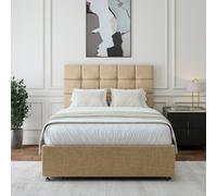 Bedmaster Natural Beige Linen Divan Base And Square Headboard Super King