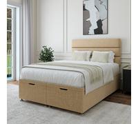 Bedmaster Natural Beige Linen Ottoman Divan Base And Lined Headboard Single