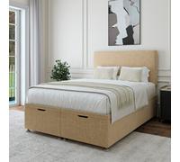 Bedmaster Natural Beige Linen Ottoman Divan Base And Plain Headboard King Size