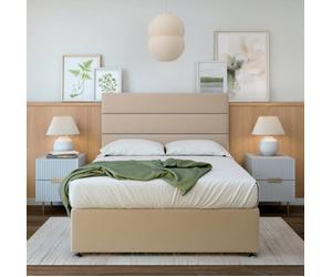 Bedmaster Natural Beige Plush Velvet 2 Drawer Divan Base Super King