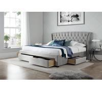 Bedmaster Newton Velvet 4 Drawer Storage Bed And Memory Maestro Memory Foam Mattress In Grey Grey Double