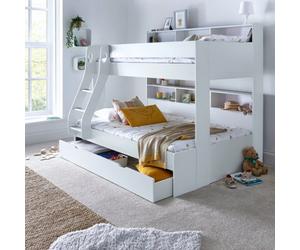 Bedmaster Oliver White Triple Sleeper Storage Bunk Bed With Drawer With Orthopaedic Mattresses