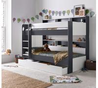 Bedmaster Olly Grey And White Storage Bunk Bed Without Drawer With Pocket Mattresses