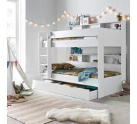 Bedmaster Olly Storage Bunk Bed Without Drawer With Orthopaedic Mattresses in White | Size: Single Bedmaster White Single