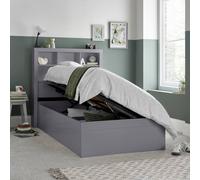 Bedmaster Oscar Wooden Bookcase Ottoman Storage Bed And Super Ortho Orthopaedic Mattress In Grey Grey Single