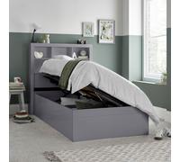 Bedmaster Oscar Wooden Bookcase Ottoman Storage Bed & Neptune Spring Mattress in Grey | Size: Single Bedmaster Grey Single