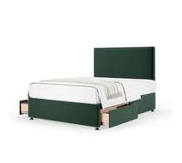 Bedmaster Plush Velvet 2 Drawer Divan Base & Plain Headboard in Emerald | Size: Double Bedmaster Emerald Double