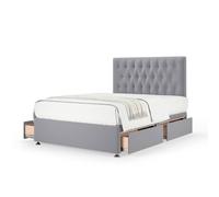Bedmaster Plush Velvet 4 Drawer Divan Base And Button Headboard In Silver Silver Small Double