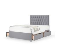 Bedmaster Plush Velvet 4 Drawer Divan Base & Button Headboard in Silver | Size: Double Bedmaster Silver Double