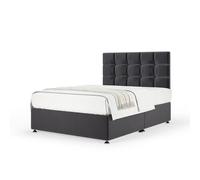Bedmaster Plush Velvet Divan Base And Square Headboard In Grey Grey Small Single