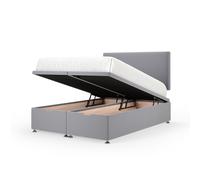 Bedmaster Plush Velvet Ottoman Divan Base & Plain Headboard in Silver | Size: Super King Bedmaster Silver Super King