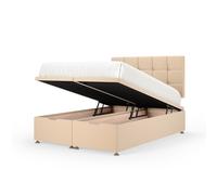 Bedmaster Plush Velvet Ottoman Divan Base & Square Headboard in Natural | Size: Super King Bedmaster Natural Super King