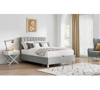 Bedmaster Rhodes Velvet Ottoman Bed And Primrose 2000 Pocket Sprung Memory Foam Mattress In Light Grey Light Grey King