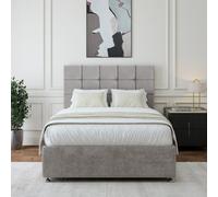 Bedmaster Seal Grey Luxury Velvet Divan Base And Square Headboard Small Single