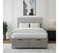 Bedmaster Seal Grey Luxury Velvet Ottoman Divan Base And Plain Headboard Double