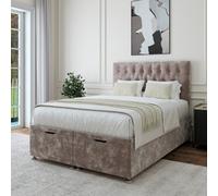 Bedmaster Silver Chenille Ottoman Divan Base And Button Headboard Small Double
