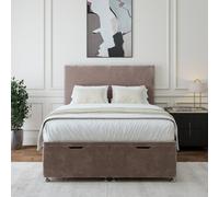 Bedmaster Silver Chenille Ottoman Divan Base And Plain Headboard Double