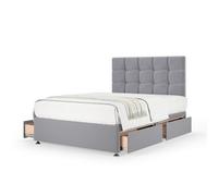 Bedmaster Silver Plush Velvet 4 Drawer Divan Base And Square Headboard Small Double