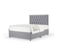 Bedmaster Silver Plush Velvet Divan Base And Button Headboard Single