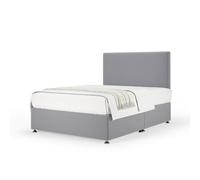 Bedmaster Silver Plush Velvet Divan Base And Plain Headboard Small Double