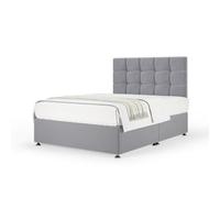 Bedmaster Silver Plush Velvet Divan Base And Square Headboard Double