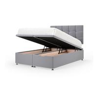 Bedmaster Silver Plush Velvet Ottoman Divan Base And Square Headboard Single