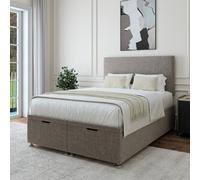 Bedmaster Slate Linen Ottoman Divan Base And Plain Headboard Small Double